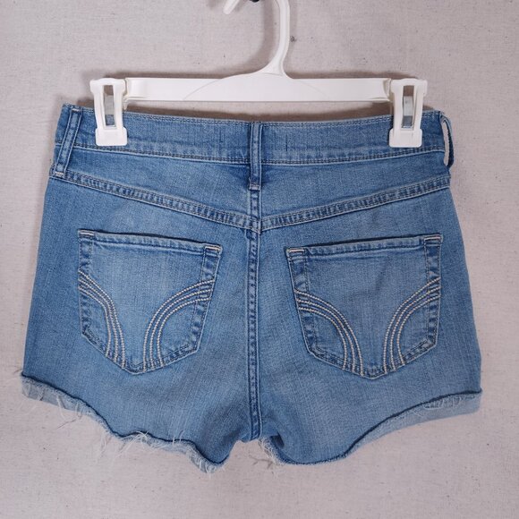 Hollister Womens Denim Jean Shorts Sz 3 W26 Blue Distressed Cutoff Y2K Casual - Picture 2 of 11